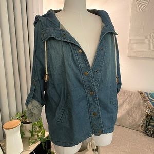 Oversized Denim Jacket with Hood